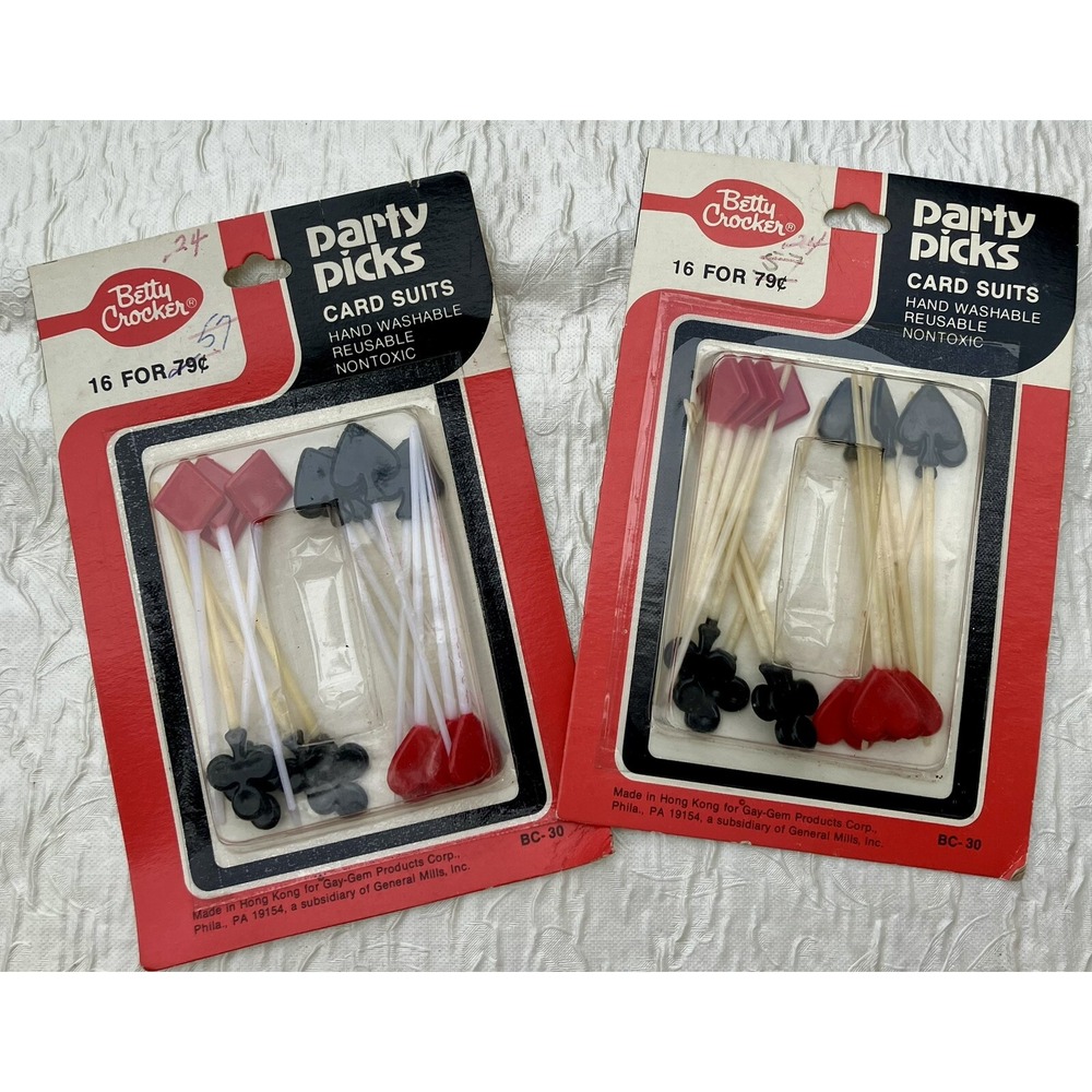 Vintage Betty Crocker Card Suits Party Picks 2 Packs 32 Total Retro BC-30